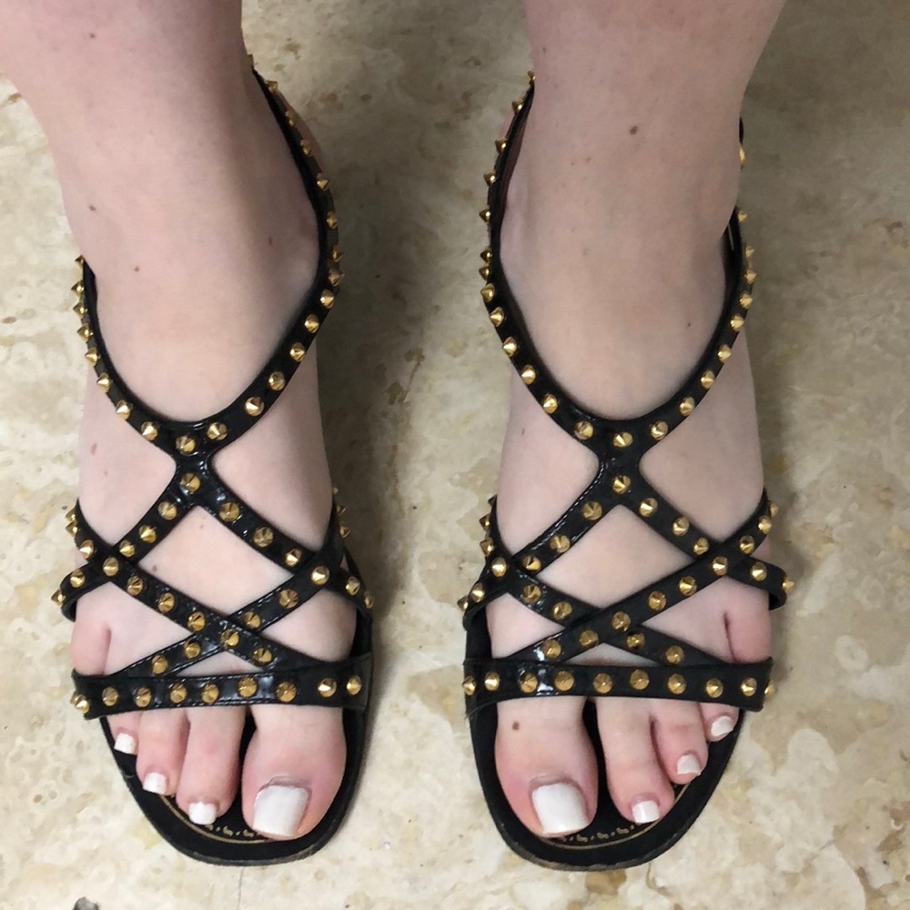 PRADA patent leather studded sandals size 6